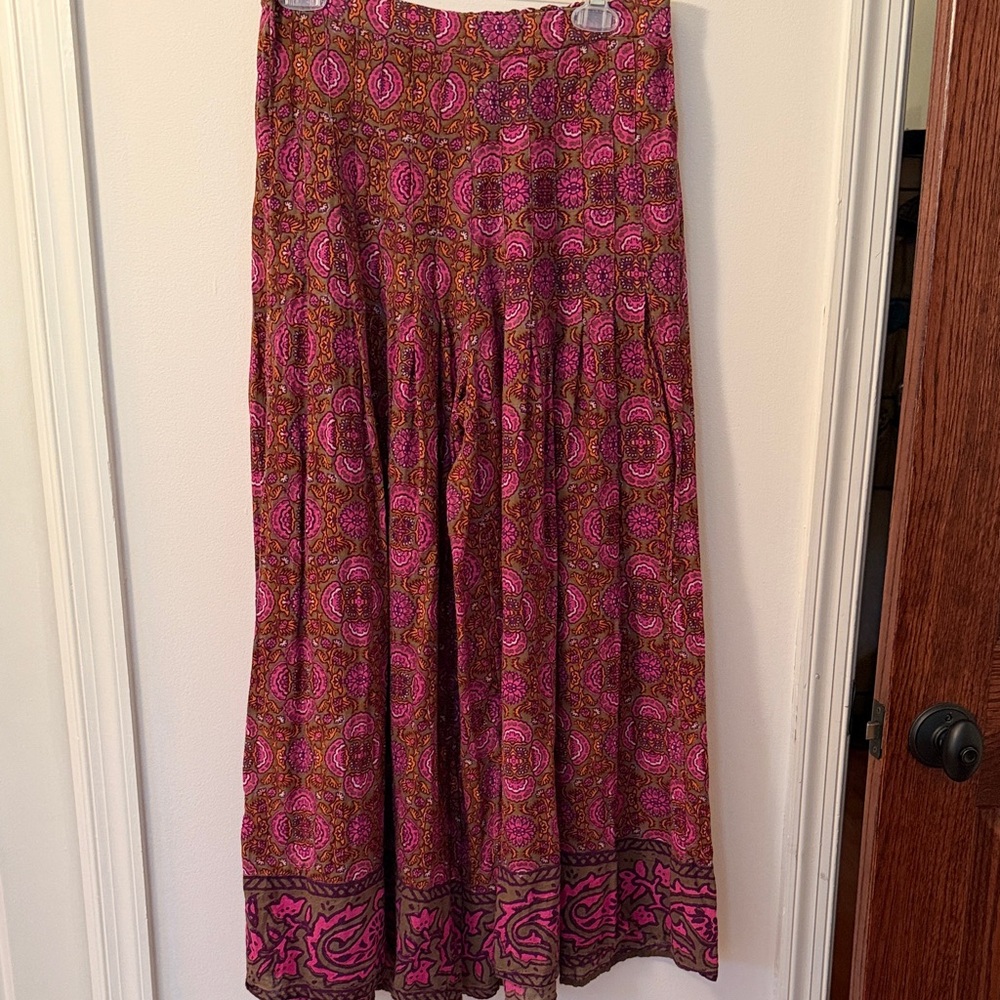 Free People Pink and Brown wide leg ankle length